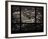 Window View of City of London at Pink-Night - River Thames - London - UK - England-Philippe Hugonnard-Framed Photographic Print