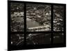 Window View of City of London at Pink-Night - River Thames - London - UK - England-Philippe Hugonnard-Mounted Photographic Print