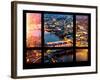 Window View of City of London at Pink-Night - River Thames - London - UK - England-Philippe Hugonnard-Framed Photographic Print