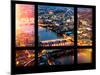 Window View of City of London at Pink-Night - River Thames - London - UK - England-Philippe Hugonnard-Mounted Photographic Print