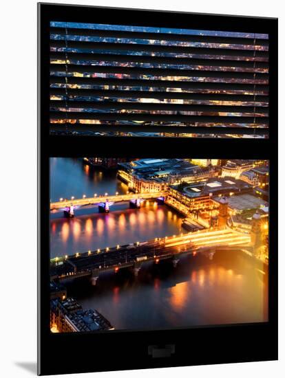 Window View of City of London at Pink-Night - River Thames - London - UK - England-Philippe Hugonnard-Mounted Photographic Print