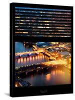 Window View of City of London at Pink-Night - River Thames - London - UK - England-Philippe Hugonnard-Stretched Canvas