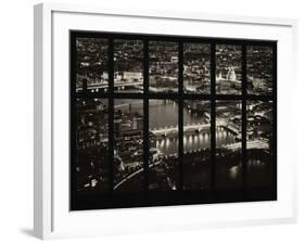 Window View of City of London at Pink-Night - River Thames - London - UK - England-Philippe Hugonnard-Framed Photographic Print