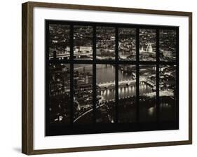 Window View of City of London at Pink-Night - River Thames - London - UK - England-Philippe Hugonnard-Framed Photographic Print