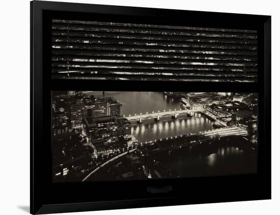 Window View of City of London at Pink-Night - River Thames - London - UK - England-Philippe Hugonnard-Framed Photographic Print