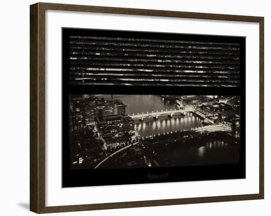 Window View of City of London at Pink-Night - River Thames - London - UK - England-Philippe Hugonnard-Framed Photographic Print