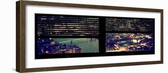 Window View of City of London at Pink-Night - River Thames - London - UK - England-Philippe Hugonnard-Framed Photographic Print