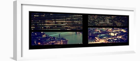 Window View of City of London at Pink-Night - River Thames - London - UK - England-Philippe Hugonnard-Framed Photographic Print