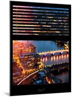 Window View of City of London at Pink-Night - River Thames - London - UK - England-Philippe Hugonnard-Mounted Photographic Print