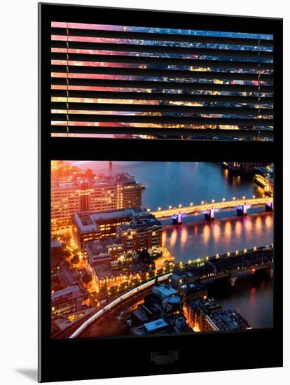 Window View of City of London at Pink-Night - River Thames - London - UK - England-Philippe Hugonnard-Mounted Photographic Print