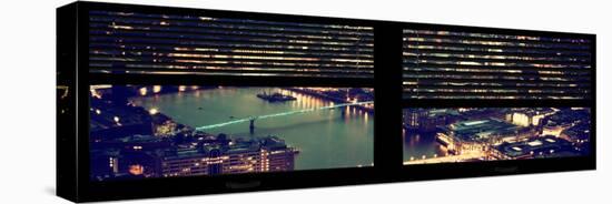 Window View of City of London at Pink-Night - River Thames - London - UK - England-Philippe Hugonnard-Stretched Canvas