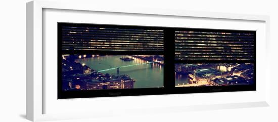 Window View of City of London at Pink-Night - River Thames - London - UK - England-Philippe Hugonnard-Framed Photographic Print