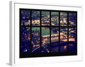 Window View of City of London at Pink-Night - River Thames - London - UK - England-Philippe Hugonnard-Framed Photographic Print