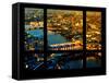 Window View of City of London at Pink-Night - River Thames - London - UK - England-Philippe Hugonnard-Framed Stretched Canvas