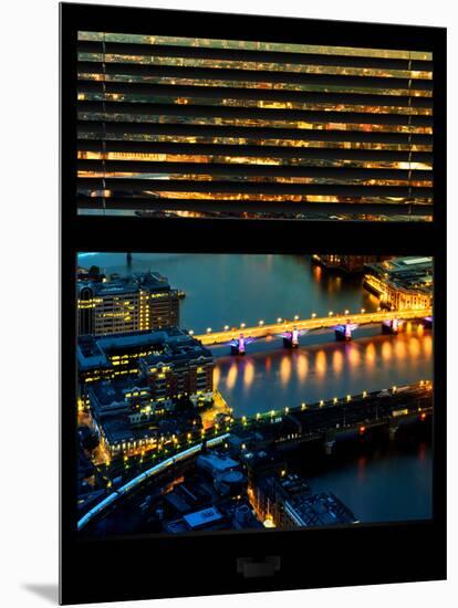 Window View of City of London at Pink-Night - River Thames - London - UK - England-Philippe Hugonnard-Mounted Photographic Print