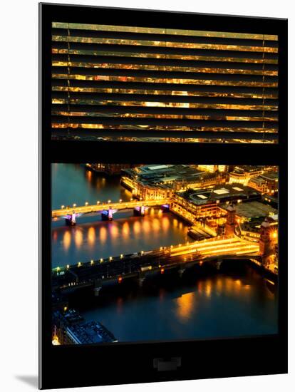 Window View of City of London at Pink-Night - River Thames - London - UK - England-Philippe Hugonnard-Mounted Photographic Print