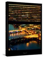 Window View of City of London at Pink-Night - River Thames - London - UK - England-Philippe Hugonnard-Stretched Canvas