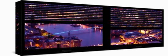 Window View of City of London at Pink-Night - River Thames - London - UK - England-Philippe Hugonnard-Stretched Canvas