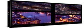 Window View of City of London at Pink-Night - River Thames - London - UK - England-Philippe Hugonnard-Stretched Canvas