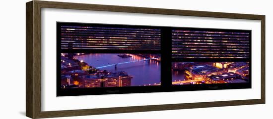 Window View of City of London at Pink-Night - River Thames - London - UK - England-Philippe Hugonnard-Framed Photographic Print