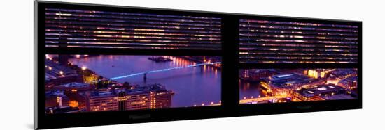 Window View of City of London at Pink-Night - River Thames - London - UK - England-Philippe Hugonnard-Mounted Photographic Print