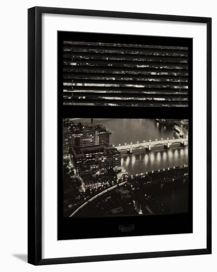 Window View of City of London at Pink-Night - River Thames - London - UK - England-Philippe Hugonnard-Framed Photographic Print