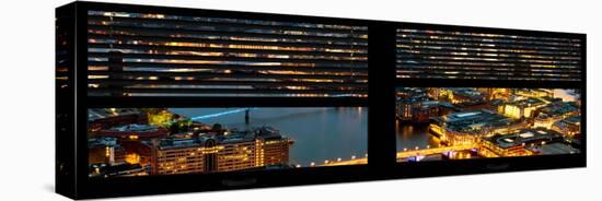 Window View of City of London at Pink-Night - River Thames - London - UK - England-Philippe Hugonnard-Stretched Canvas