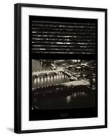 Window View of City of London at Pink-Night - River Thames - London - UK - England-Philippe Hugonnard-Framed Photographic Print