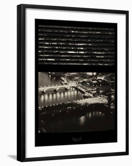 Window View of City of London at Pink-Night - River Thames - London - UK - England-Philippe Hugonnard-Framed Photographic Print