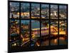 Window View of City of London at Pink-Night - River Thames - London - UK - England-Philippe Hugonnard-Mounted Photographic Print