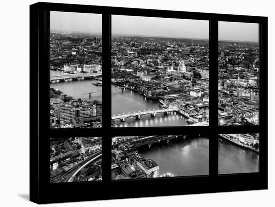 Window View of City of London with St. Paul's Cathedral at Nightfall - River Thames - London-Philippe Hugonnard-Stretched Canvas