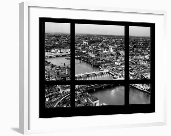 Window View of City of London with St. Paul's Cathedral at Nightfall - River Thames - London-Philippe Hugonnard-Framed Photographic Print