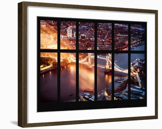 Window View of City of London with the Tower Bridge at Night - River Thames - London - England-Philippe Hugonnard-Framed Photographic Print