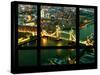 Window View of City of London with the Tower Bridge at Night - River Thames - London - England-Philippe Hugonnard-Stretched Canvas