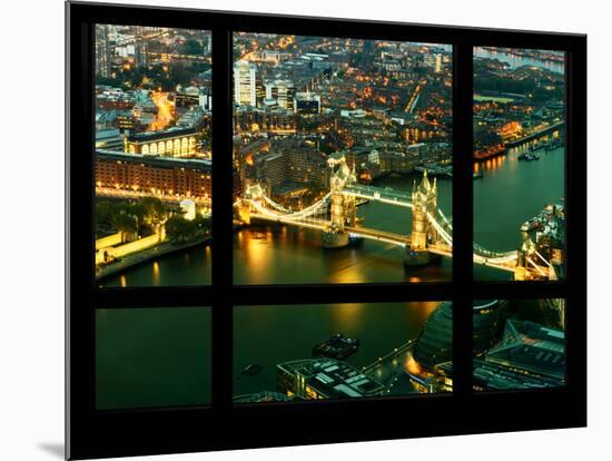 Window View of City of London with the Tower Bridge at Night - River Thames - London - England-Philippe Hugonnard-Mounted Photographic Print