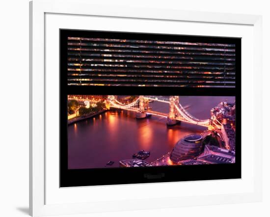 Window View of City of London with the Tower Bridge at Night - River Thames - London - England-Philippe Hugonnard-Framed Photographic Print