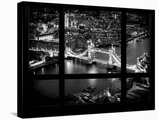 Window View of City of London with the Tower Bridge at Night - River Thames - London - England-Philippe Hugonnard-Stretched Canvas