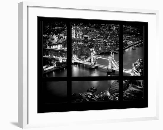 Window View of City of London with the Tower Bridge at Night - River Thames - London - England-Philippe Hugonnard-Framed Photographic Print