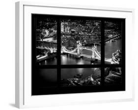 Window View of City of London with the Tower Bridge at Night - River Thames - London - England-Philippe Hugonnard-Framed Photographic Print