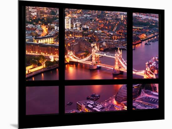 Window View of City of London with the Tower Bridge at Night - River Thames - London - England-Philippe Hugonnard-Mounted Photographic Print