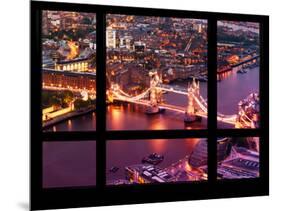 Window View of City of London with the Tower Bridge at Night - River Thames - London - England-Philippe Hugonnard-Mounted Photographic Print