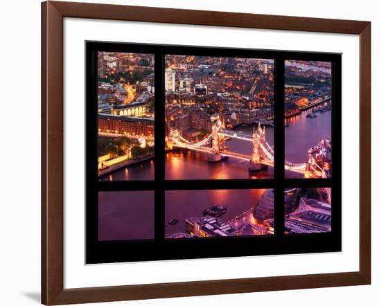 Window View of City of London with the Tower Bridge at Night - River Thames - London - England-Philippe Hugonnard-Framed Photographic Print