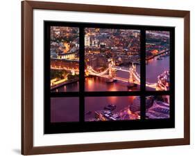 Window View of City of London with the Tower Bridge at Night - River Thames - London - England-Philippe Hugonnard-Framed Photographic Print