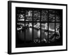 Window View of City of London with the Tower Bridge at Night - River Thames - London - England-Philippe Hugonnard-Framed Photographic Print