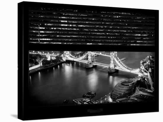 Window View of City of London with the Tower Bridge at Night - River Thames - London - England-Philippe Hugonnard-Stretched Canvas