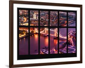 Window View of City of London with the Tower Bridge at Night - River Thames - London - England-Philippe Hugonnard-Framed Photographic Print