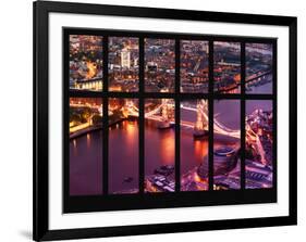 Window View of City of London with the Tower Bridge at Night - River Thames - London - England-Philippe Hugonnard-Framed Photographic Print