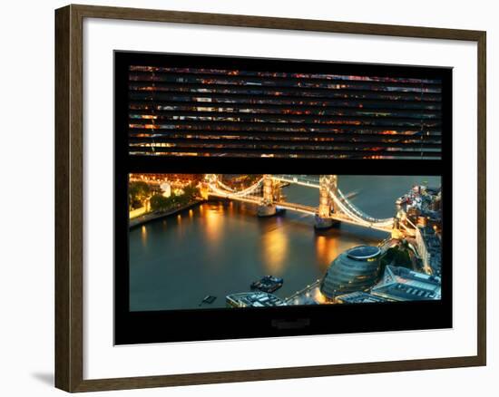 Window View of City of London with the Tower Bridge at Night - River Thames - London - England-Philippe Hugonnard-Framed Photographic Print