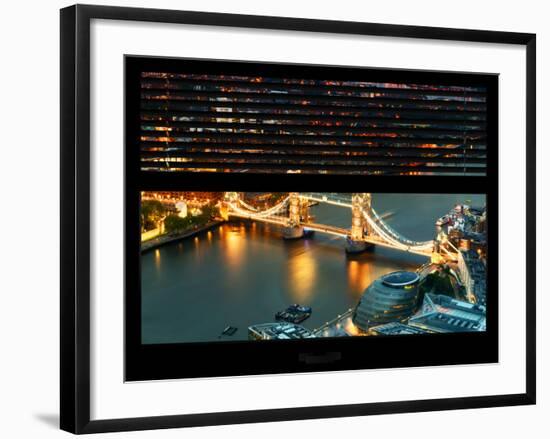 Window View of City of London with the Tower Bridge at Night - River Thames - London - England-Philippe Hugonnard-Framed Photographic Print