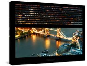 Window View of City of London with the Tower Bridge at Night - River Thames - London - England-Philippe Hugonnard-Stretched Canvas